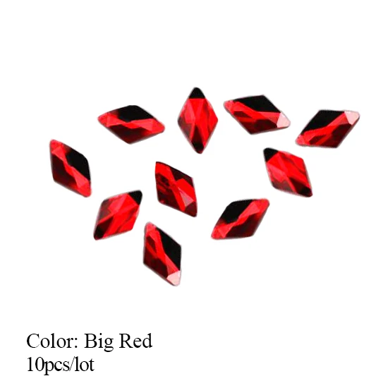 10 шт./компл. нейл-арта с украшением в виде кристаллов Стразы конструкции 3D ромб Золото Камни алмаз камни стразы для маникюра, для украшения ногтей и украшения TRA42 - Цвет: Big Red