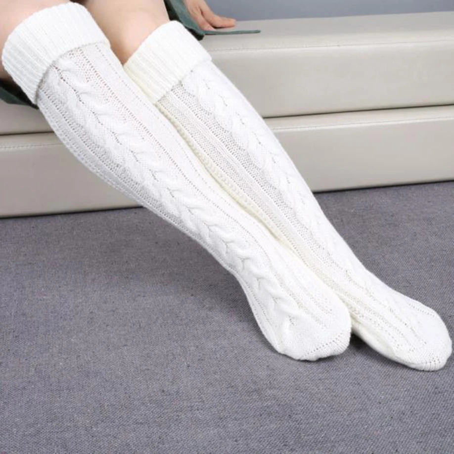 Носки выше колена из шерстяной пряжи, высококачественные женские носки, удобные теплые женские чулки, Hocok# Y2