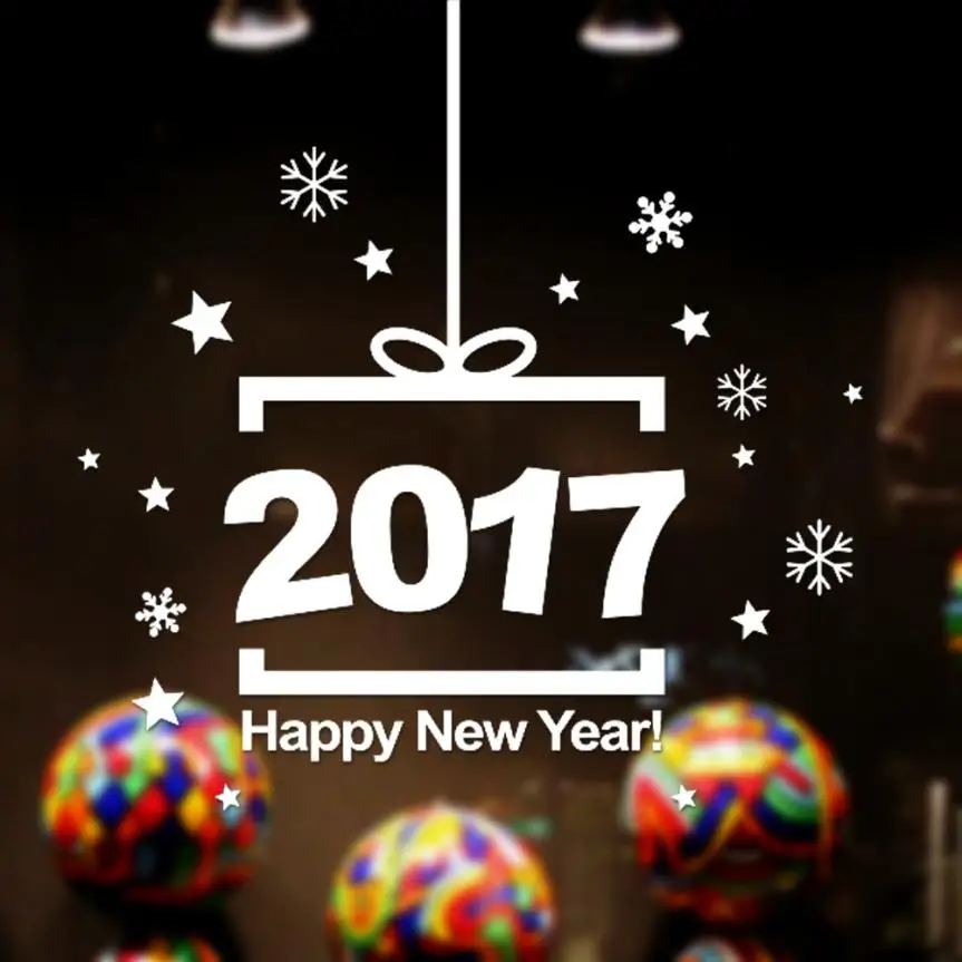 Oc 13 Лидер продаж Прямая доставка Новый год 2017 Merry Рождество стены Стикеры дома магазин Оконные рамы наклейки декор 421