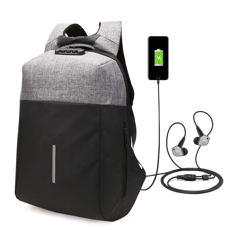 

Dropshipping Laptop Backpack USB Charging Anti Theft Backpack Men Travel Backpack Waterproof School Bag Male 2018