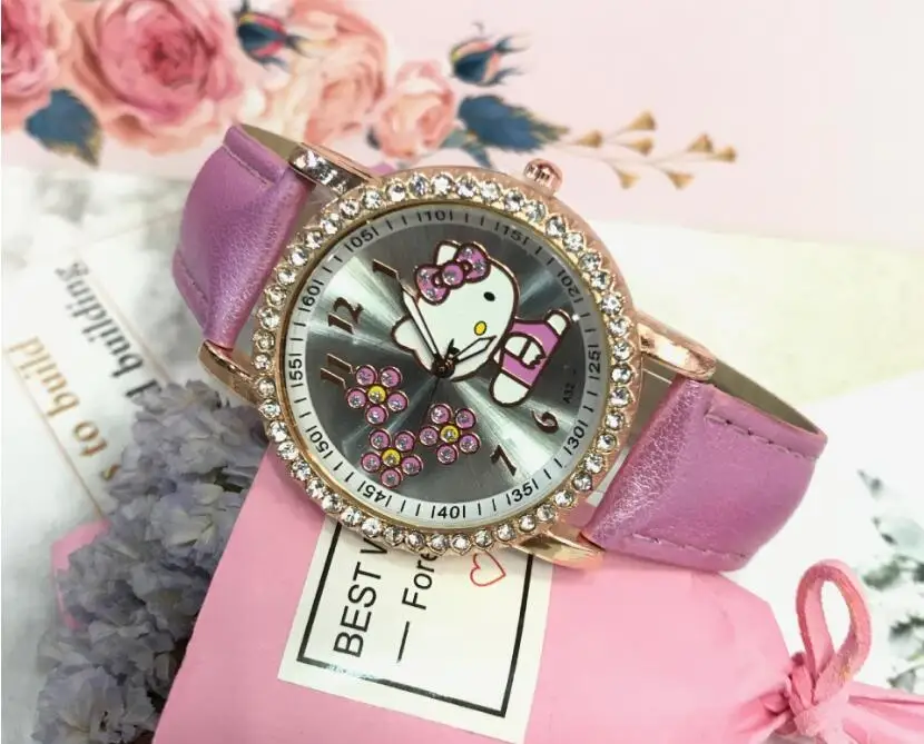 Набор с бриллиантами часы красивые девушки часы ремень Детские Мультяшные часы женщины
