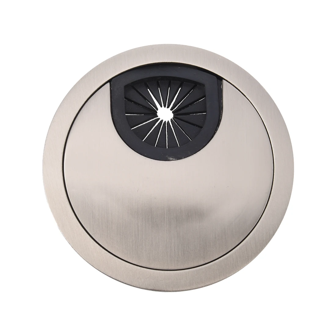 

Round Plastic Desk Wire Clip-in Hole Cover Silver Tone