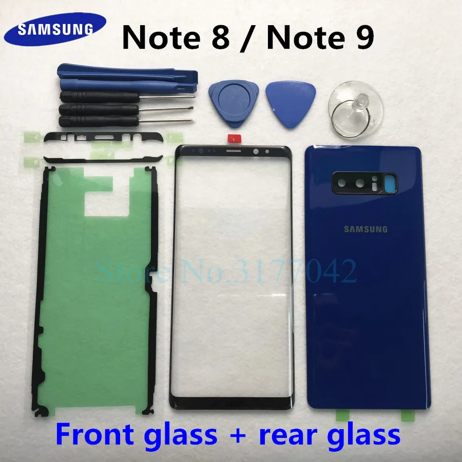 

For Samsung Galaxy Note 8 N950 N950F Note 9 N960 N960F Front Touch Panel Outer Lens + Rear Battery Door Back Glass Housing Cover