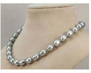 

elegant 12-13mm south sea grey baroque pearl necklace 18"14K Gold Clasp KKK