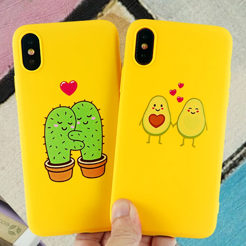 

Funny Mobile Phone Cases for IPhone X XS MAX XR 6 S 7 8 Plus Lemon Love Case Cactus Soft Silicone Fitted Back Cover Accessories