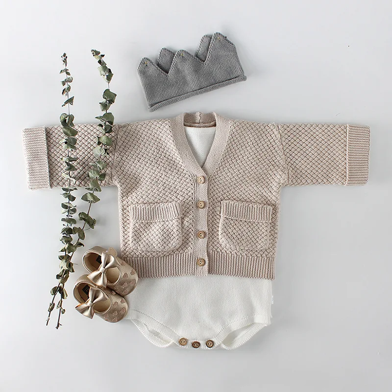 Осенний кардиган для маленьких девочек; свитера; Весенний хлопковый свитер для новорожденных мальчиков; детское вязаное пальто; Повседневная зимняя одежда для малышей