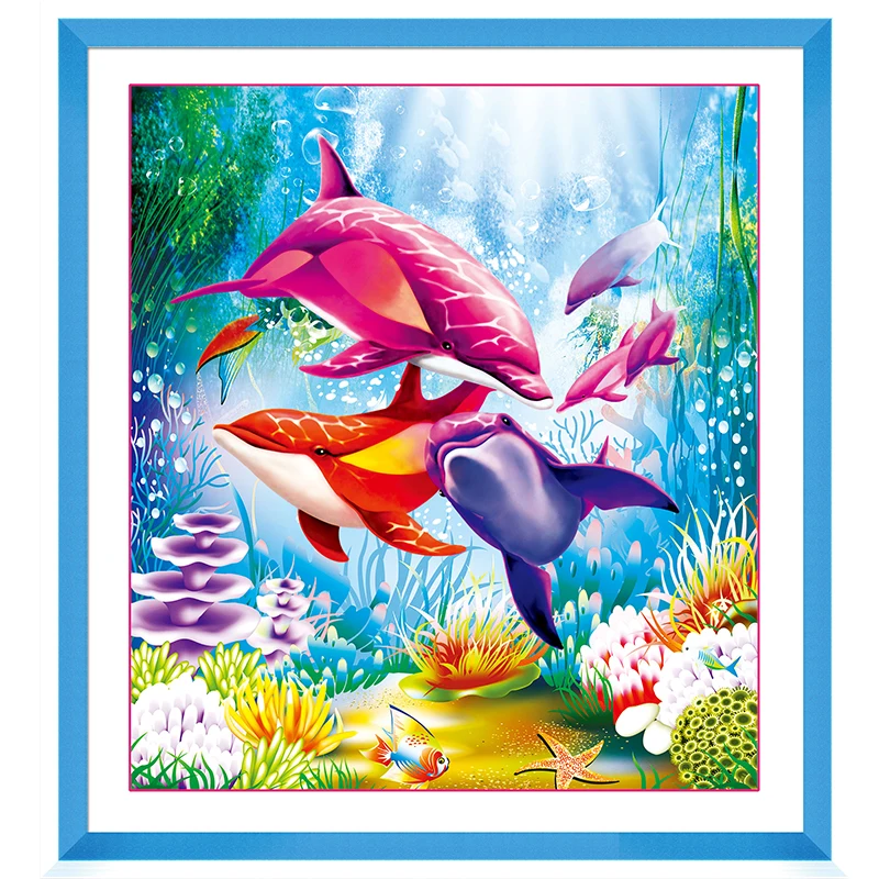 

diy 5d Diamond Embroidery Dolphins Cross Stitch diy Diamond Painting Picture Of Rhinestones Decoration Home adornment gift