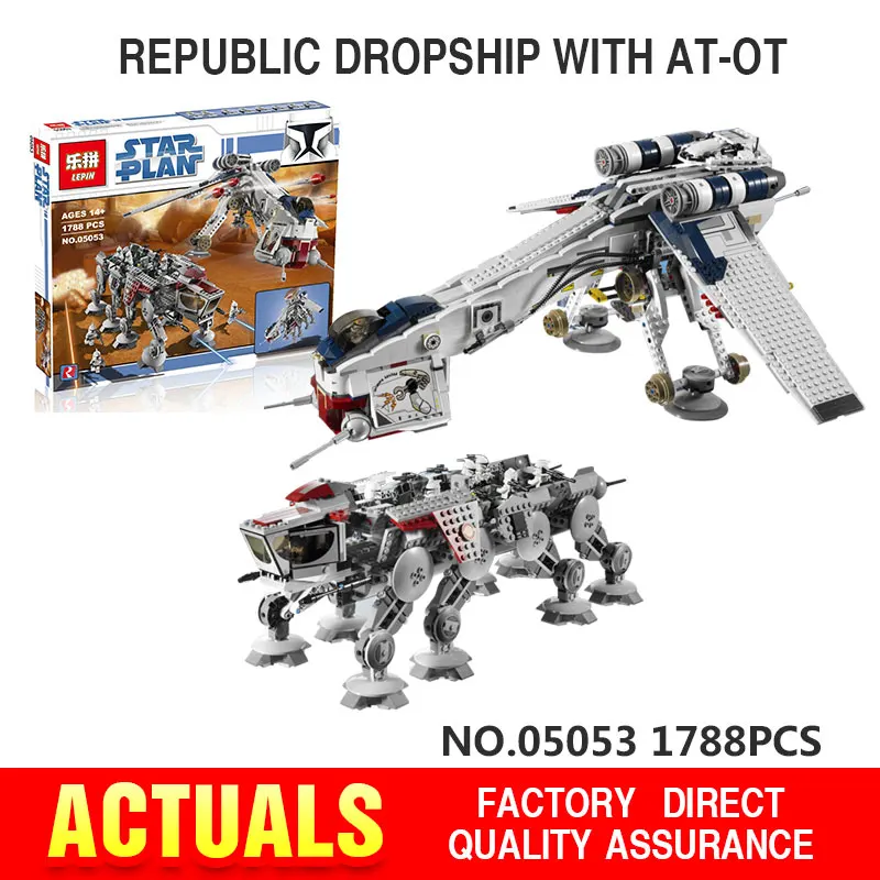 

Lepin 05053 New 1788Pcs Genuine Star War Series The Republic Dropship Set Building Blocks Bricks Mini figures Children Toys