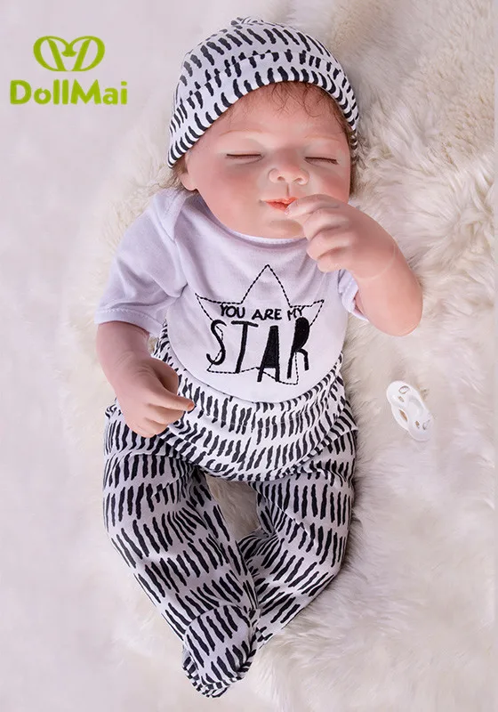 

22" Reborn Baby Doll Lifelike baby Doll silicone real looking 55cm boy bonecas kids lovely Birthday Xmas Gift Free Shipping