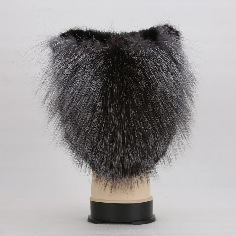 Skup Zima prawdziwe naturalne futro z norek z puszyste naturalne srebrne futra lisa proste urocze kocie uszy kwadratowa czapka ciepłe zimowe dla kobiet czapka zimowa
