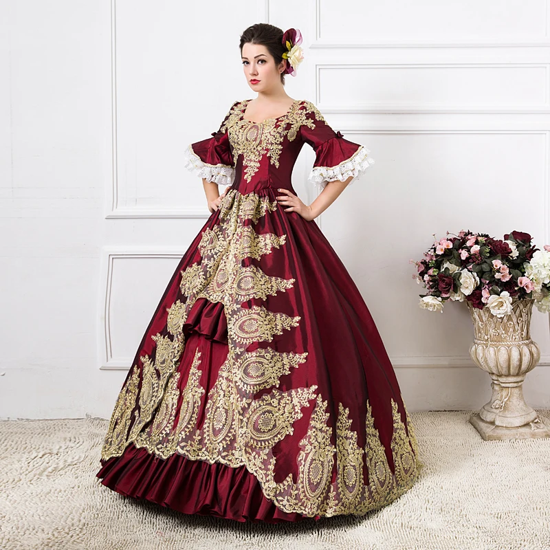 Лидер продаж; цвет красный, зеленый; роскошная одежда в стиле рококо; Марии-Антуанетты; бальное платье принцессы; вечернее платье