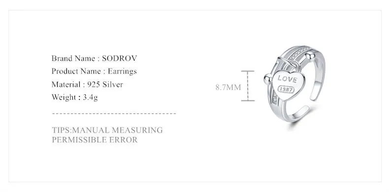 SODROV 925 пробы серебряные ювелирные изделия набор Сверкающее Сердце Любви Ювелирные наборы Свадебные обручальные ювелирные изделия кулон ожерелье и кольцо