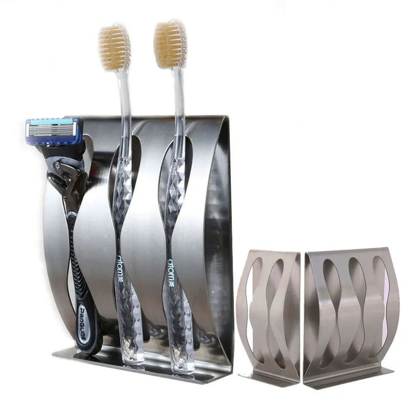 1PC Stainless Steel Three Position Two Position Self-Adhesive Toothbrush Holder Bathroom Accessories in family