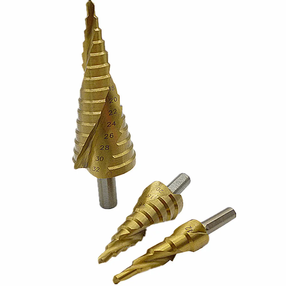 HSS STEP CONE DRILL BIT TITANIUM HOLE CUTTER HIGH SPEED STEEL SET