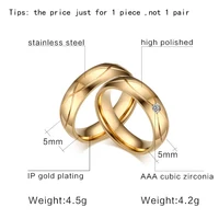 Vnox Hot Wedding Bands Rings For Women Men Gold-Color Stainless Steel Engagement Ring Jewelry 2