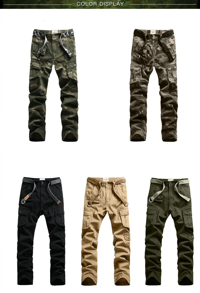 Spring Military Cargo Tactical Pants Cotton Casual Camouflage Trousers Men Pantalon Homme black cargo pants mens