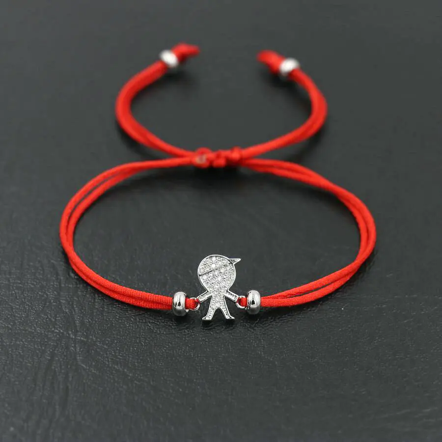 

Sweet Love Silver Color Shiny Zircon Boy Girl Red Rope Thread Bracelet Women Men Best Friend Charm Bracelet Couples Jewelry Gif