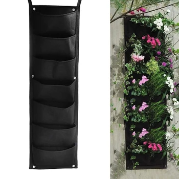 

Classical Wall-mounted Grow Bags Black 7 Pocket Hanging Vertical Garden Planter Indoor Outdoor Herb Pot Decor