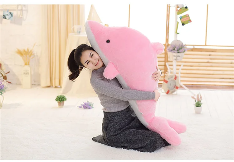 Огромный 140 см cartoondolphin плюшевые игрушки розовый дельфин Мягкая кукла обниматься Рождественский подарок s2483