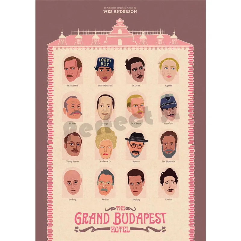 Grand Budapest домашний интерьер отеля украшения Крафт Фильм плакат рисунок core наклейки на стену - Цвет: Тёмно-синий