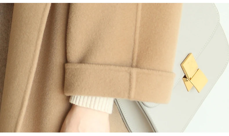 Женское шерстяное пальто размера плюс, новинка, длинное двухстороннее шерстяное пальто с капюшоном, Женская шерстяная куртка высокого класса ручной работы Ls095