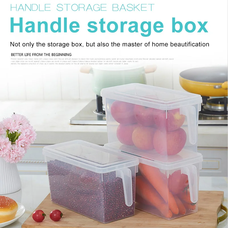 

1 Pcs Multifunctional Refrigerator Storage Box Transparent Container Organizer Sealed Kitchen Food Fruits FP8 JA02