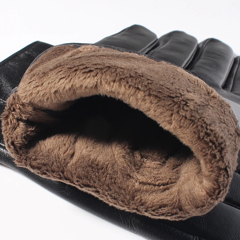 Magelier перчатки из натуральной кожи для мужчин из натуральной овчины черные перчатки для пальцев зимние теплые модные брендовые варежки Новое поступление 052