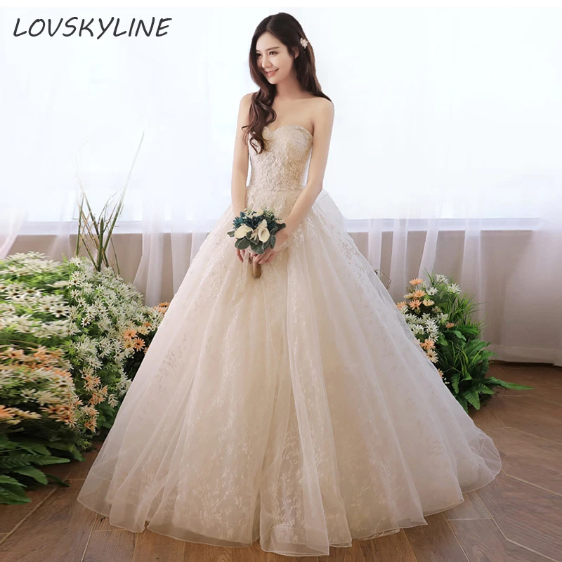 Lace Wedding Dress Beads A Line Sweetheart Embroidery Big Bow Design