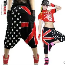 Новая мода Юнион Джек в горошек шаровары хип хоп танец брюки свободные повседневные спортивные брюки, костюмы сценическая одежда брюки в стиле джаз-фанк