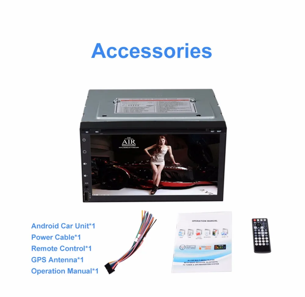 Perfect 1024*600 Universal Android 6.0 Quad Core Car DVD Player GPS Navigation BT Stereo Radio RDS Audio Video 2Din Double 2 Din Audio 14