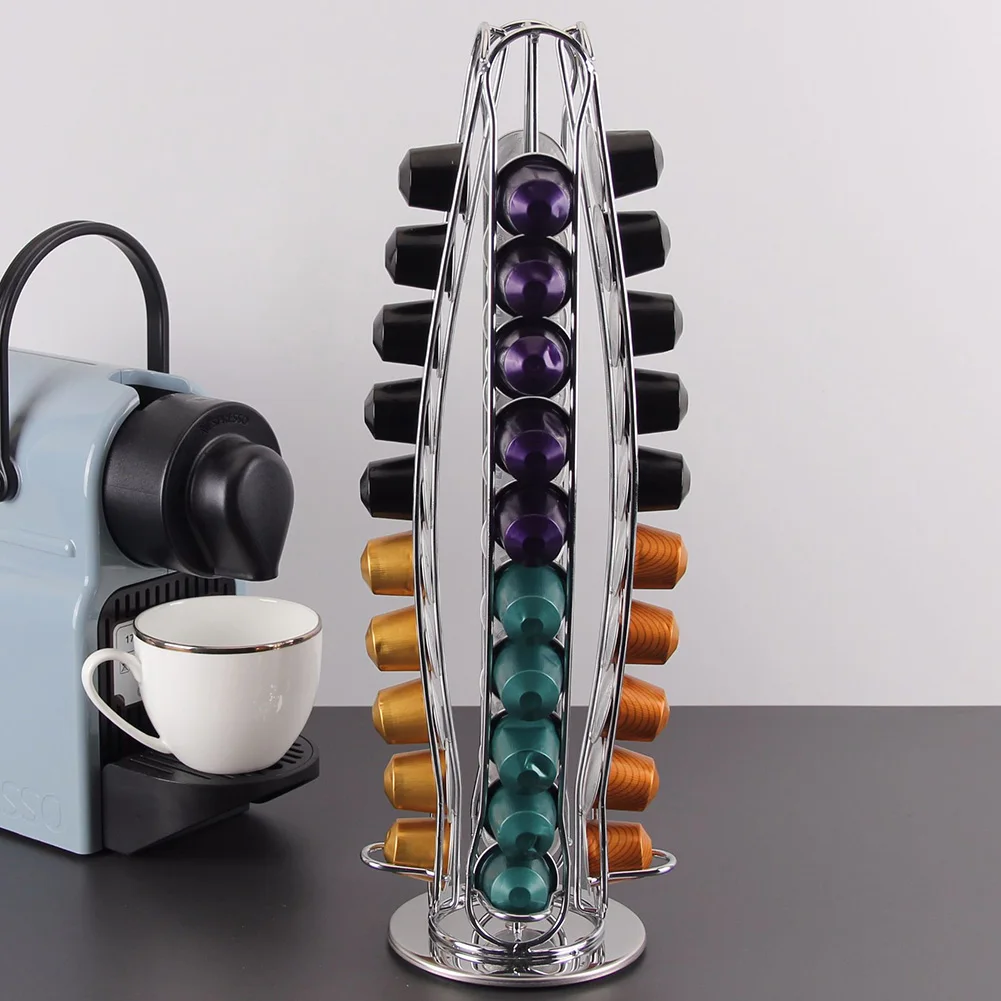 

Display Stand Shelves Tool Filter Pod Holder Dispensing Coffeeware Rotating Design Organizer 40 Coffee Capsule Durable Tower