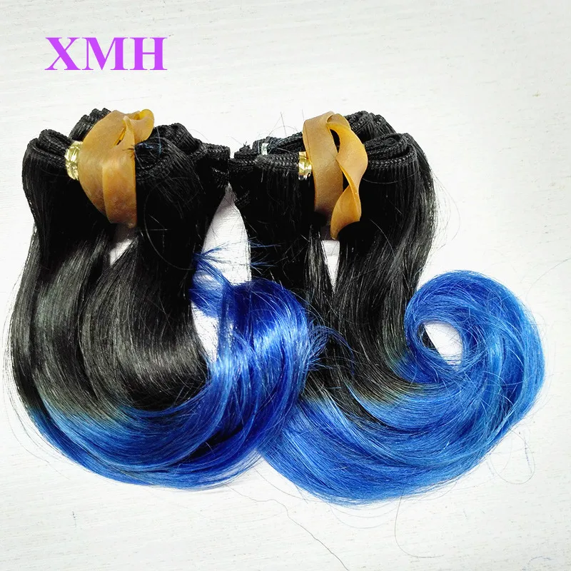 

2Pcs/100g/lot 8A Peruvian Short Hair Weave Bundles Body Wave T1b/27 30 Red Blue Purple Grey Ombre Hair Eextensions Wavy