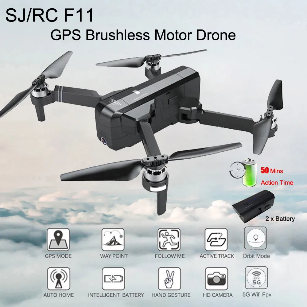 Дроны с камерой HD Новый SJRC F11 GPS 5G WiFi FPV 1080P Cam складной бесщеточный