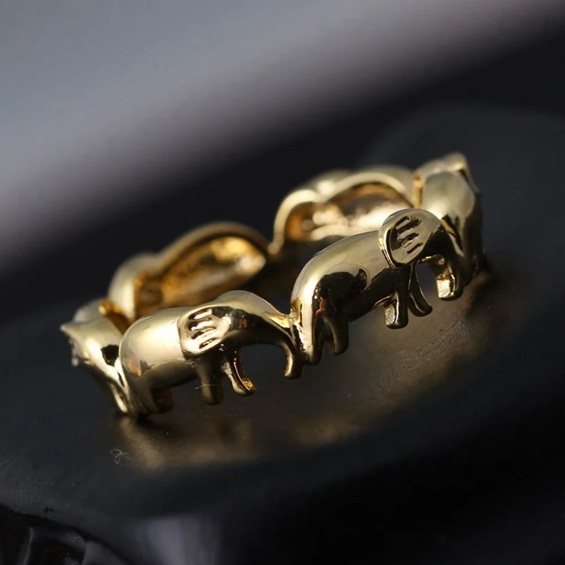 

Gold/Silver Color Elephant Rings For Women Animal Rings Jewelry Lucky Christmas Gifts Silver Color Elephant Finger Rings