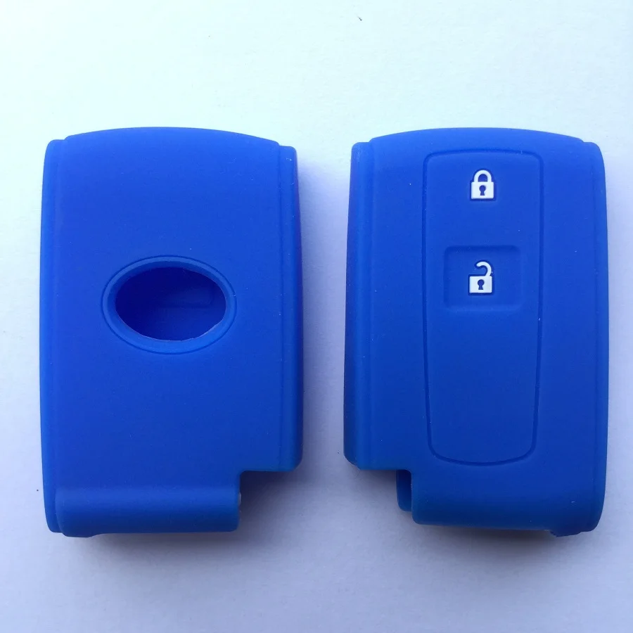 Для Toyota Verso Corolla Prius 2 кнопки силиконовый корпус дистанционного ключа чехол - Название цвета: Синий