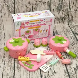 Игрушки для маленьких детей розовый деревянный игрушечные лошадки дети ролевые игры Кухонные игрушки играть набор кухонных аксессуаров