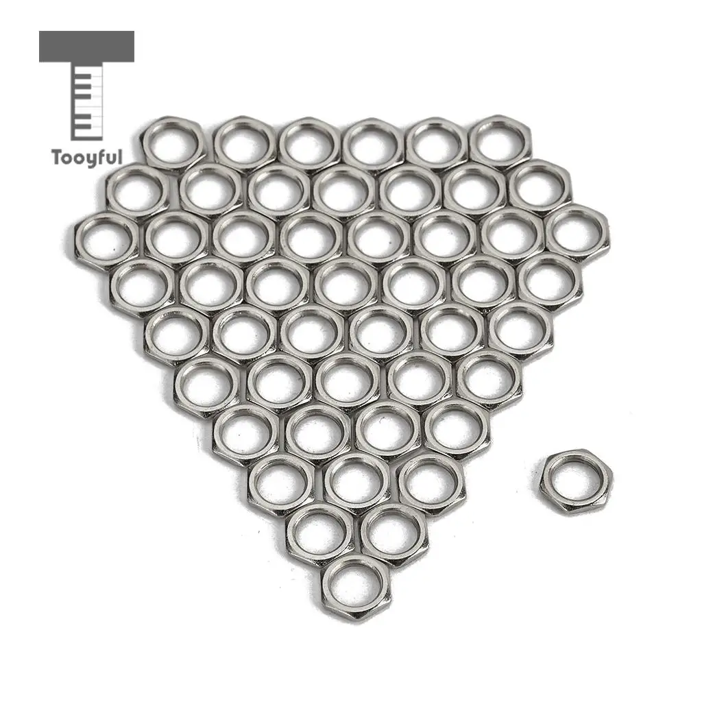 Tooyful 50 Pack Guitar Bass Jack Socket Nut Thin Nut for Guitar Parts Accessories 8mm Diameter