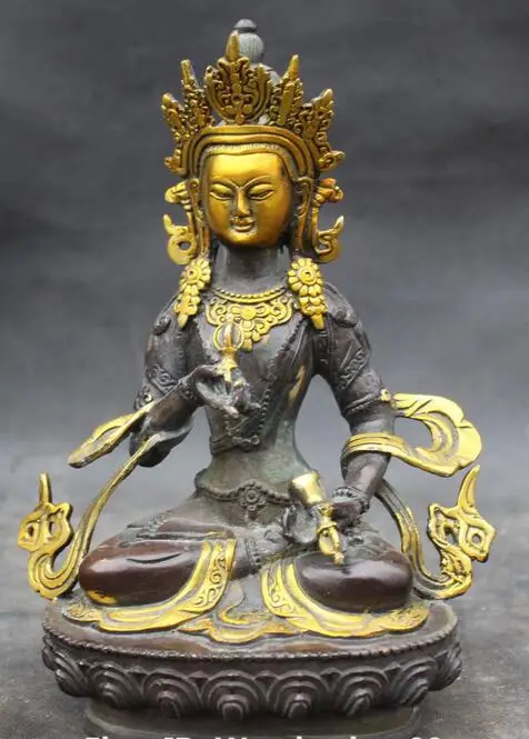 

8" Chinese Buddhism Bronze Gilt Vajradhara Vajrabhairava Goddess Buddha Statue