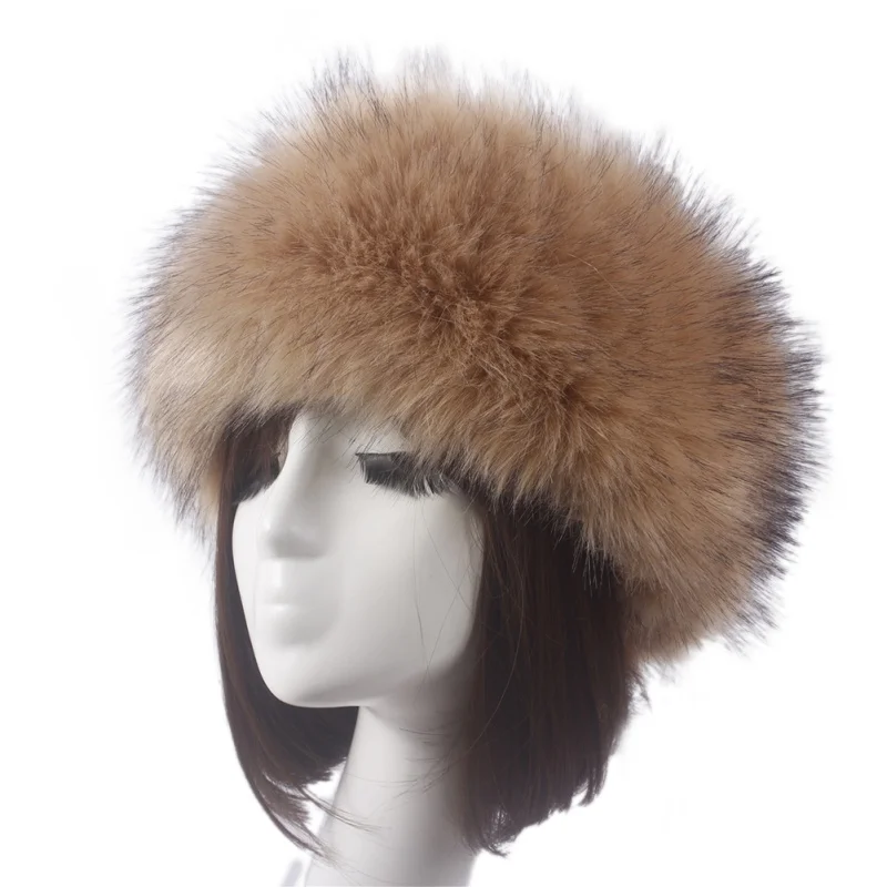 Новая мода осень зима женские шапки Пушистая Шапка из искусственного меха Дамская повязка на голову Теплые Лыжные шапки женские X3 - Цвет: 8
