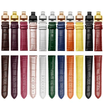 

Quality genuine leather wristband color bracelet with butterfly clasp fit Ticwatch 1/2/E/PRO strap Smart watch accessories