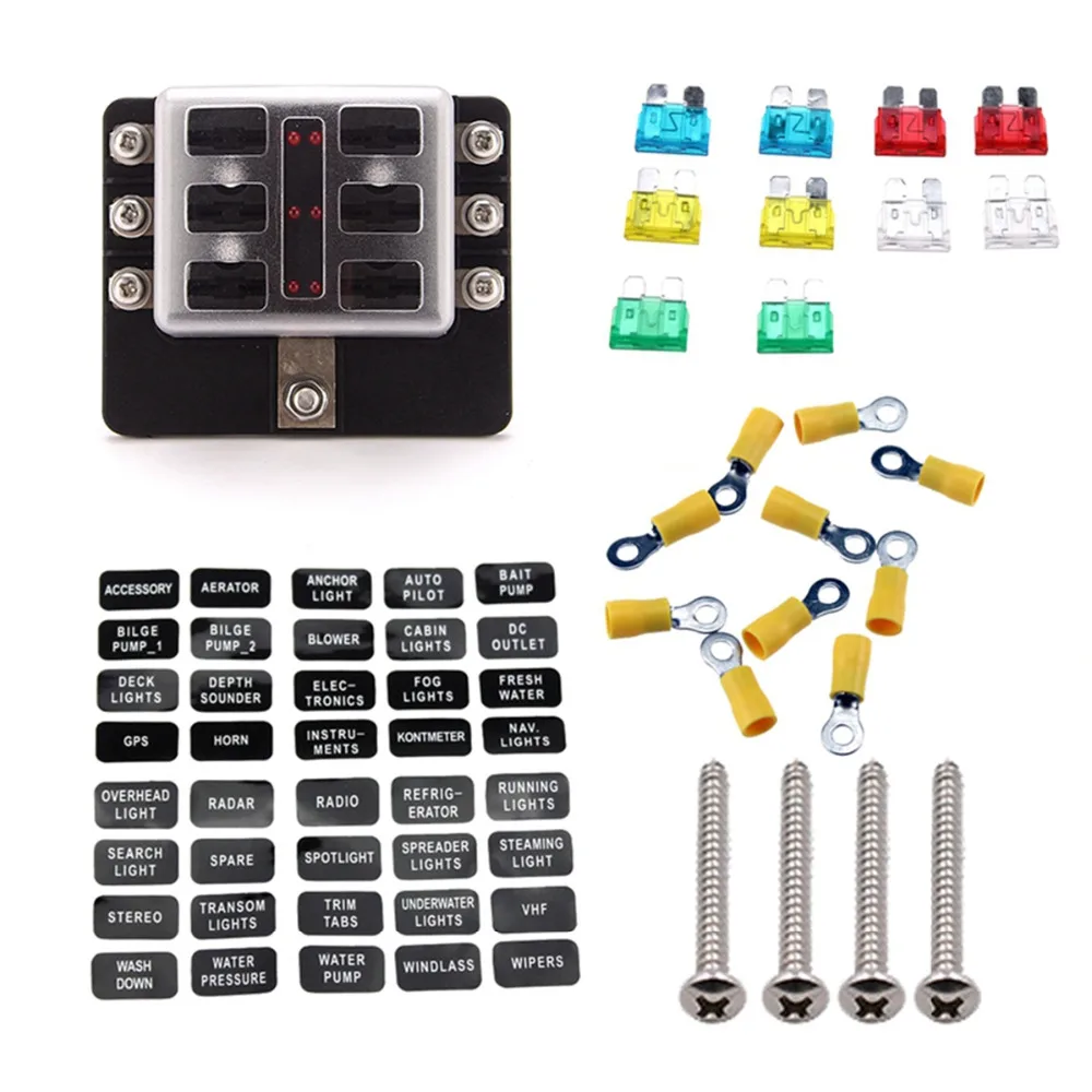IZTOSS 6 Ways Blade Fuses Box with LED Indicator Fuse Block for