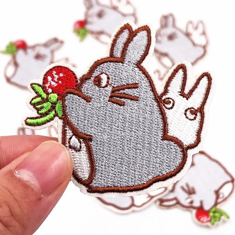 

10PCS Cute Totoro Patches cartoon stickers Clothing bags Badges Parches Bordados Cloth Patch Iron on Embroidered sew accessories