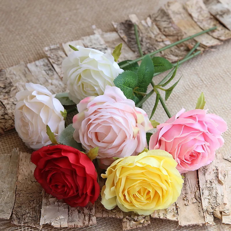 

Artificial Rose Flowers DIY Short Branch Silk Rose Flower for Party Home Wedding Holiday Romantic Decoration Fake Roses Flowers