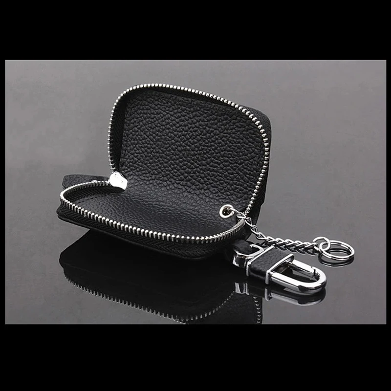 JX-LCLYL Universal Car PU Leather Smart Remote Key Chain Holder Fob Bag Case Cover