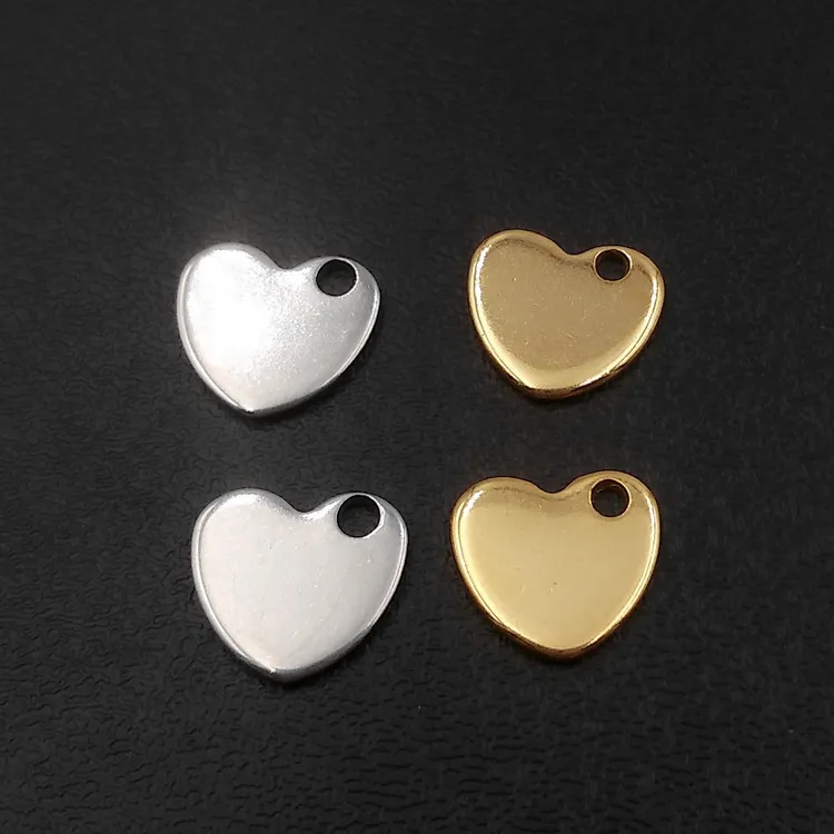

100pcs/lot 10x9mm Silver Tone 316L Stainless Steel Heart Pendant Charms Metal Stamping Blanks Tags for Jewelry Making