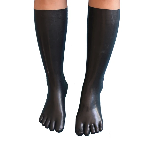 

100% Latex 3D Moud Unisex latex fetish man stocking rubber 5 toes long sock Skin toes size S,M,L