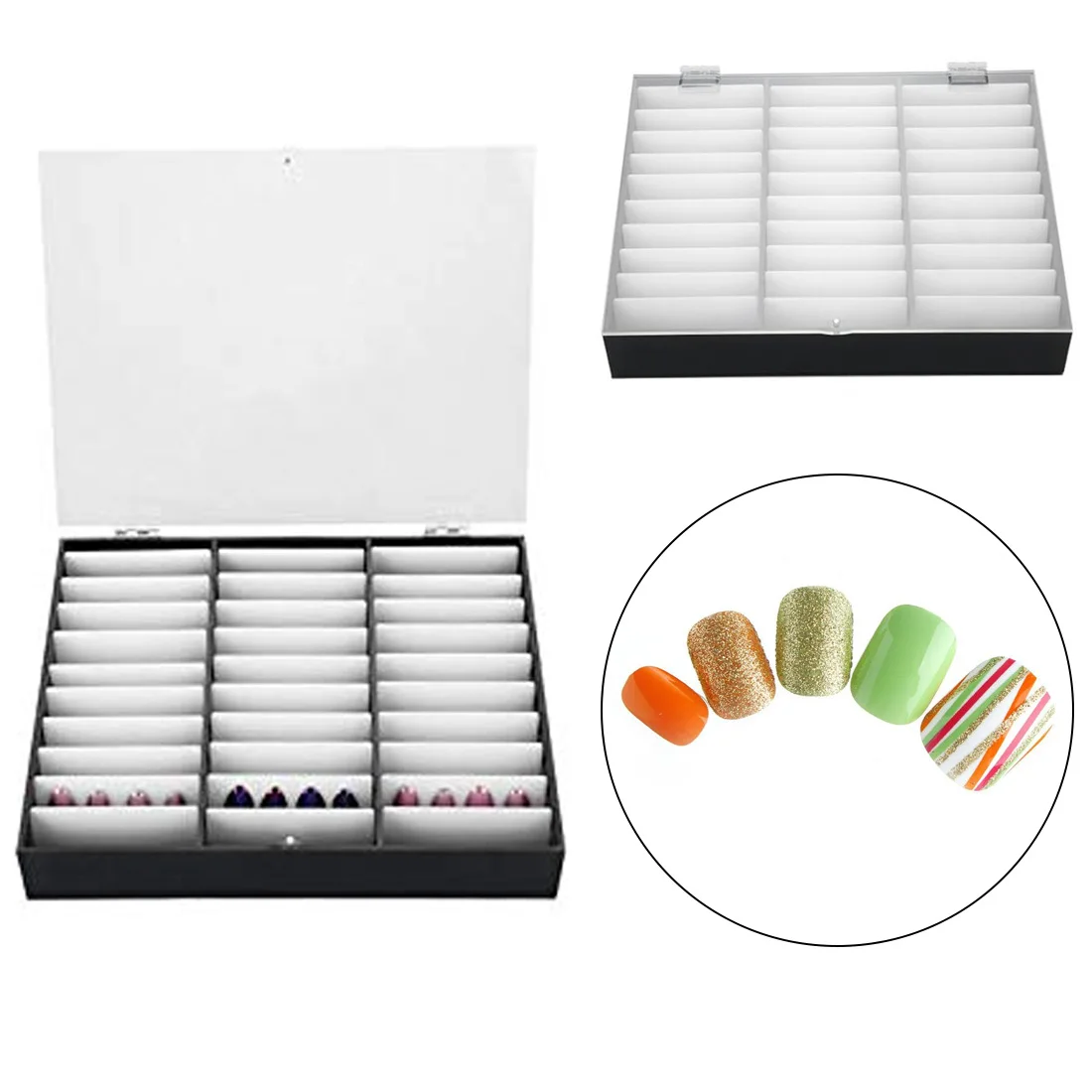 

Makeup Organizer Manicure Tool Nail Tips Storage Box Fake Nail Decoration Rhinestones Bead Container Empty Nail Art Display