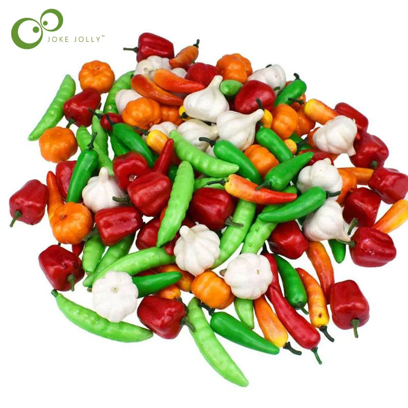 30pcs Mini Simulation Artificial Vegetable Pepper Pumpkin Garlic