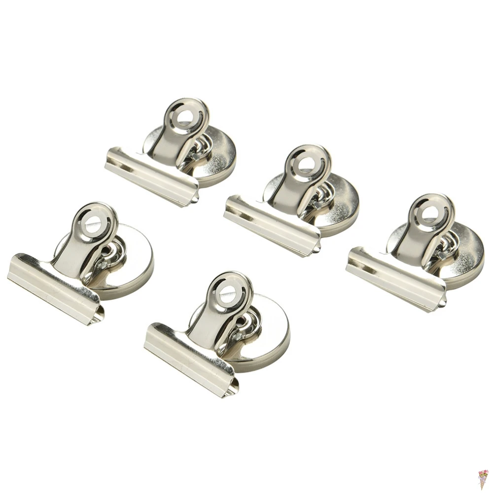 

5pcs 3cm Silver Metal Clamp Multifunctional Paper white board Creative Magnetic Clip Magnet Memo Note Message Holder