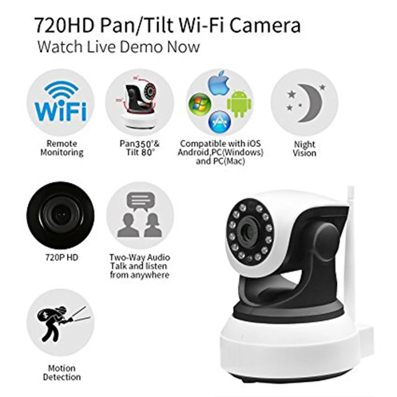IP камера видеонаблюдения Sacam HD 720p Беспроводная с поддержкой Wi Fi|camera hd|ip camera two wayday